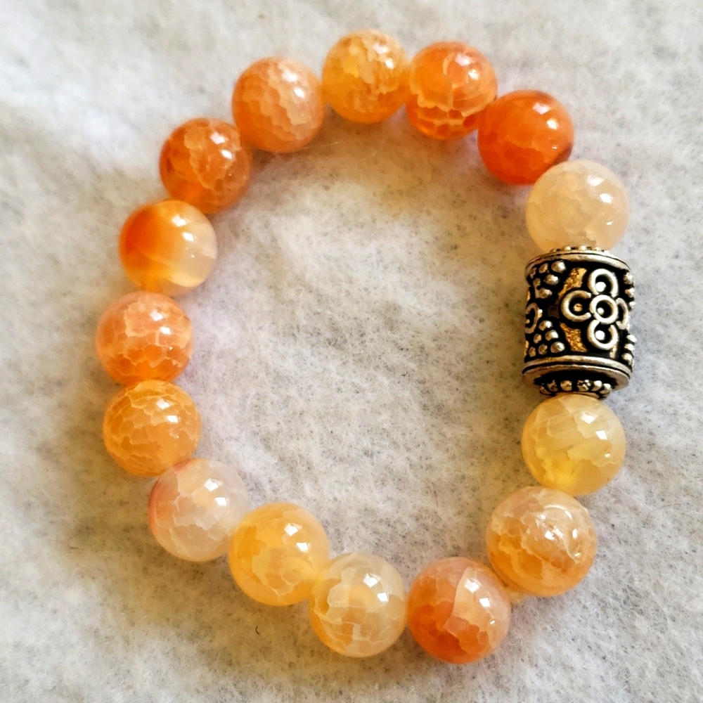 Crabfire Agate,12 mm bead bracelet,indian charm